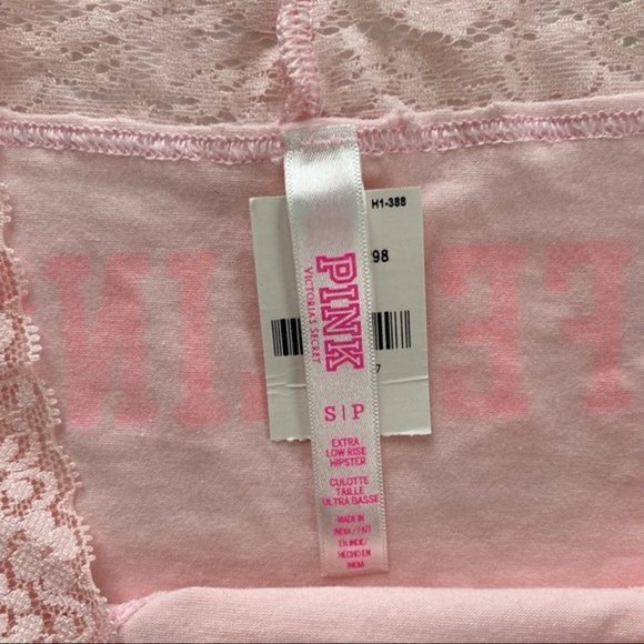 Victoria's Secret PINK extra low rise hipster light pink lace band Small - Picture 5 of 8